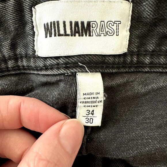 William Rast Dean Slim Straight Men's Black Jeans 34x30 Distressed Denim *stain - Picture 3 of 8